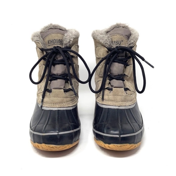 Khombu Alyssa Taupe Leather Faux Fur Duck Boots Size 6M - Picture 3 of 12